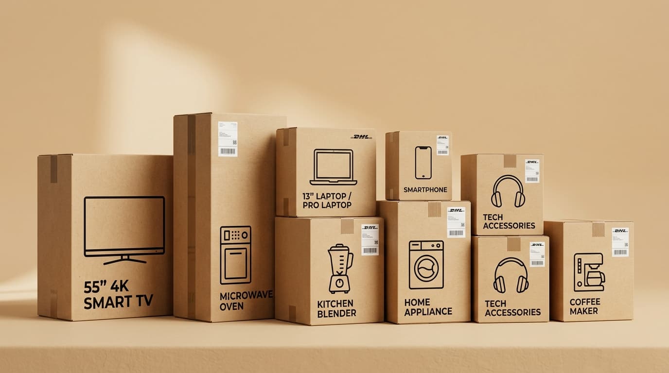 Authentic packaged electronics and appliances ready for delivery